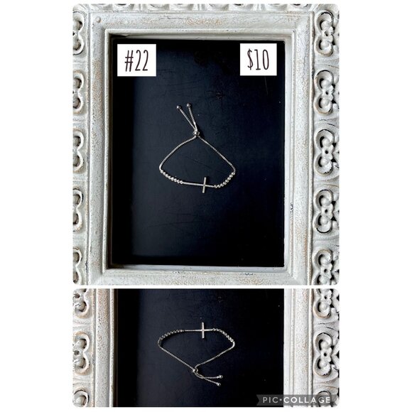 Silvertone Cross Adjustable Bracelet$100.2 oz - Picture 1 of 1